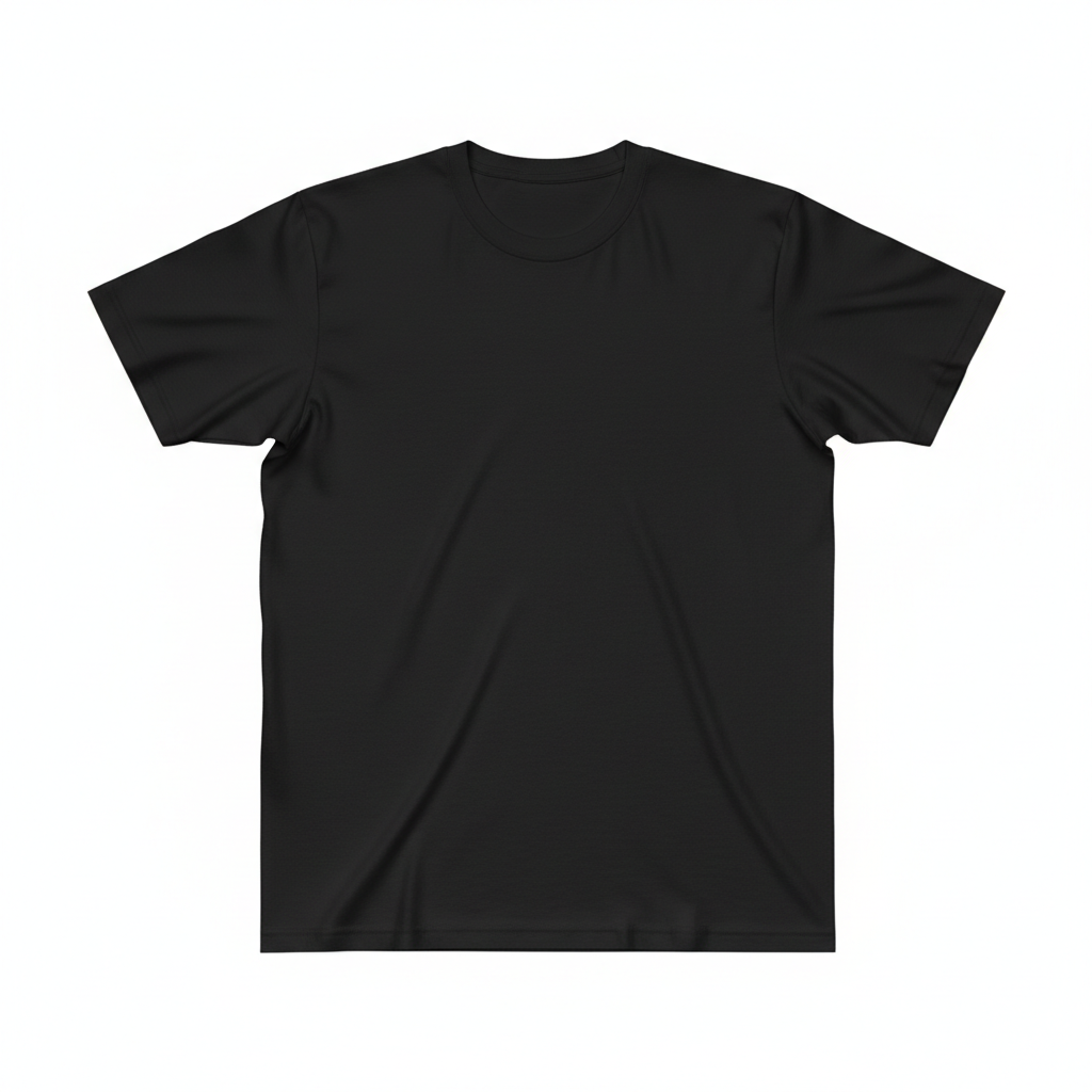 Plain black t-shirt on white background